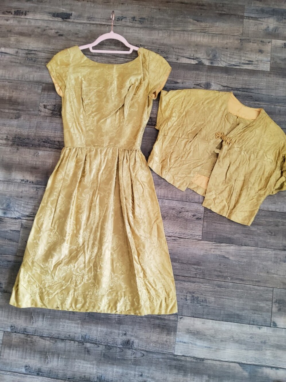 1940s/50s Golden  Fit-and-Flare Dress with Matching Bolero Set